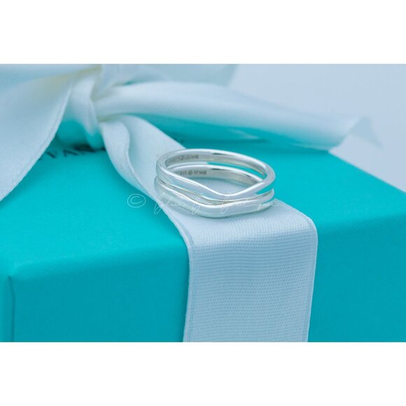 Tiffany & Co. Ring Elsa Peretti Stackable Curved Wave Band in Silver Size 5 - Picture 4 of 9